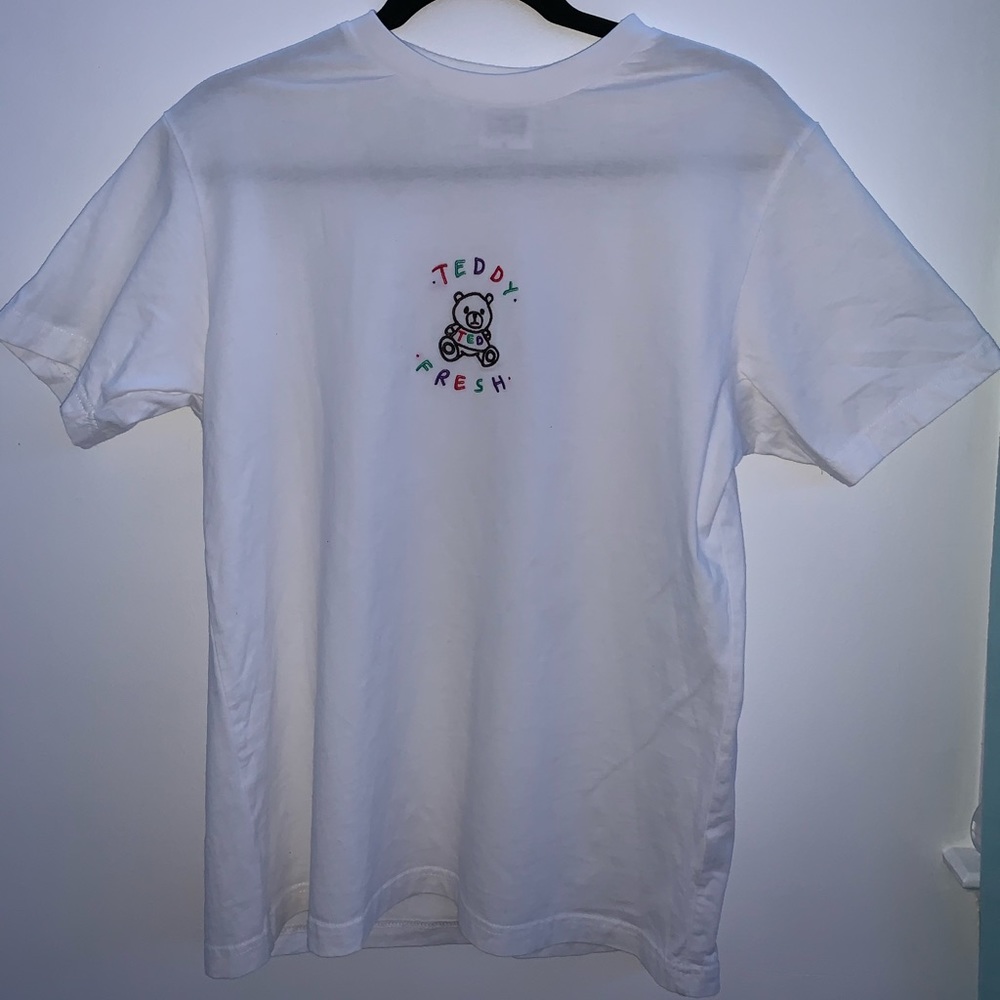 White Embroidered Teddy Fresh T-Shirt